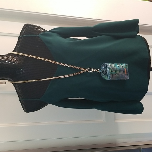 SOLD! NWT!Brahmin Stevie Blue Topaz Croc Embossed Leather ID Card Case Lanyard - Picture 2 of 15